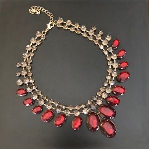 Guess Hematite Drama Chain Rhinestone Statement Necklace